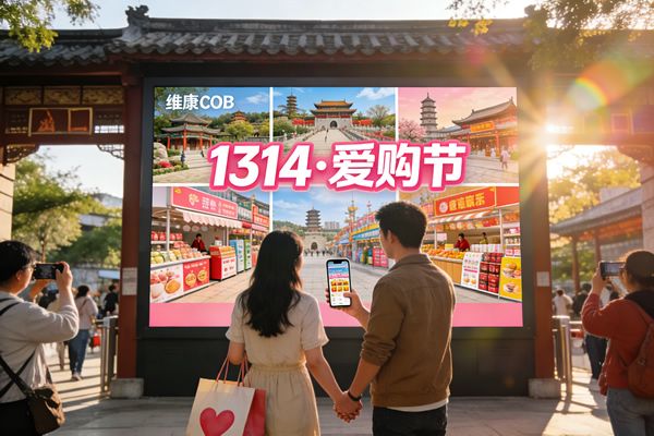 數(shù)智賦能文旅新生態(tài)，維康COB顯示屏點(diǎn)亮1314·愛購節(jié)情感消費(fèi)場景